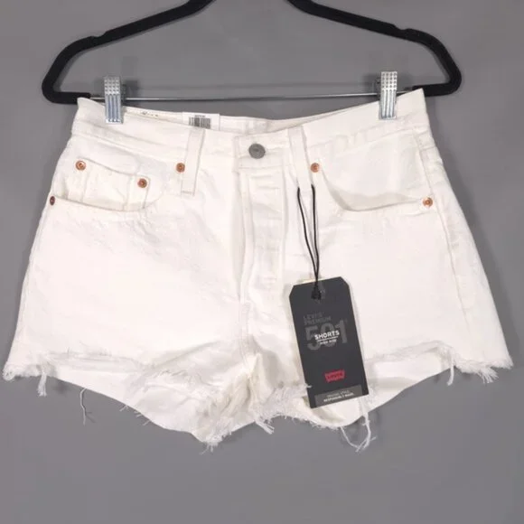 NWT Levi’s PREMIUM 501 Denim Shorts High Rise Button Fly Cutoffs White Size 28